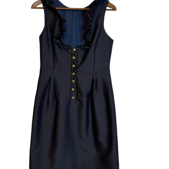 Camilyn Beth Navy Blue Go Go Dress Satin Formal Gold Button Dress Size 8 NWOT - Picture 7 of 9